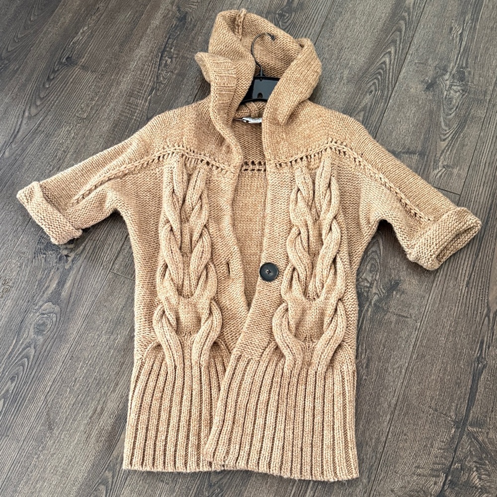 LOFT short sleeve hooded wool blend cardigan petite Small - Picture 2 of 9
